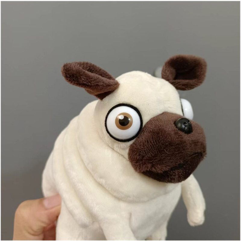 white and black bulldog stuffed animal