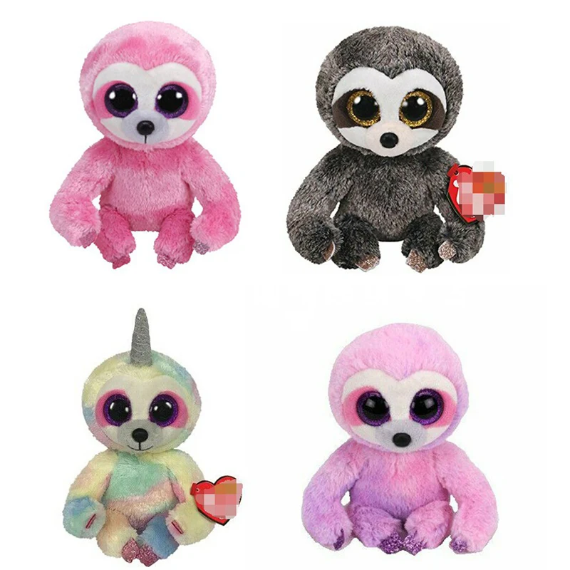 Rainbow Sloth Stuffed Animal | 15cm Ty Beanie Boos Cute Sloth Monkey Couple Dolls -1