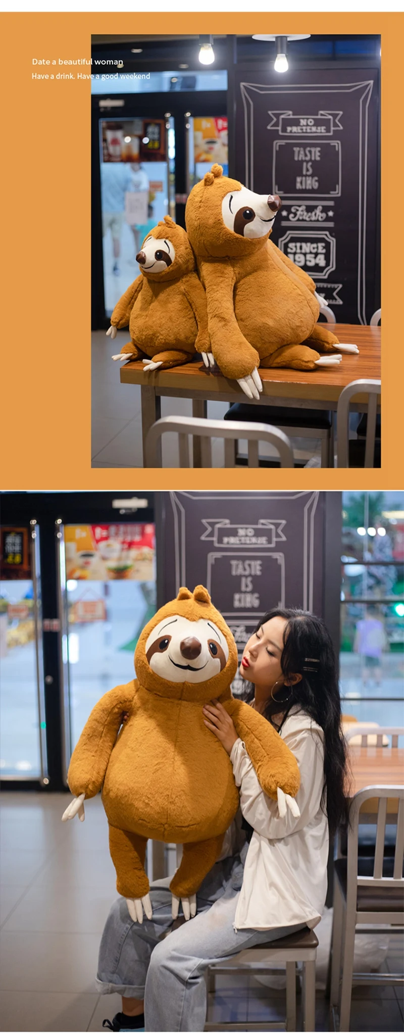 Huge Sloth Stuffed Animal | Korea TV Backstreet Rookie Simulation Stuffed Sloth Toy -13