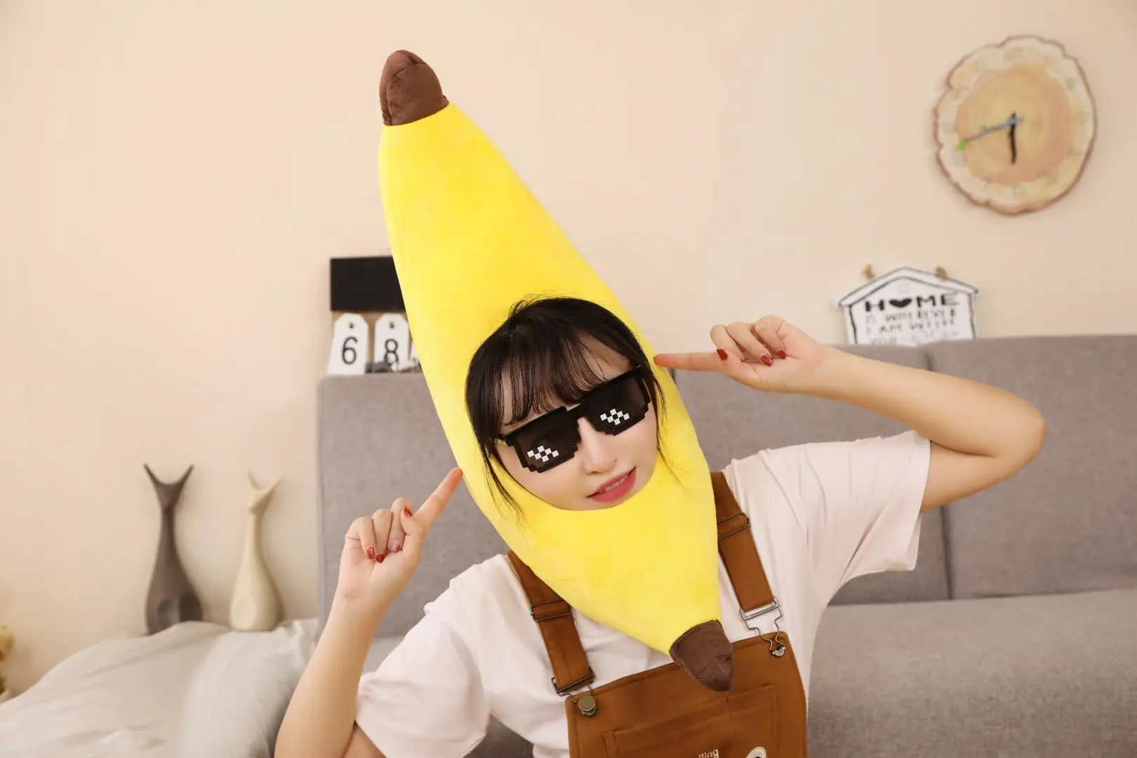 Banana Cosplay Plush Hat | Funny Banana Party Costume Hat - Warm Cosplay Cap -7