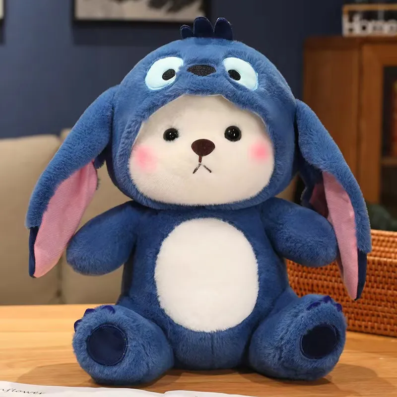 Korean Bear Plush | Cute Bear Turn Into Disney Stitch Plush Toys -2