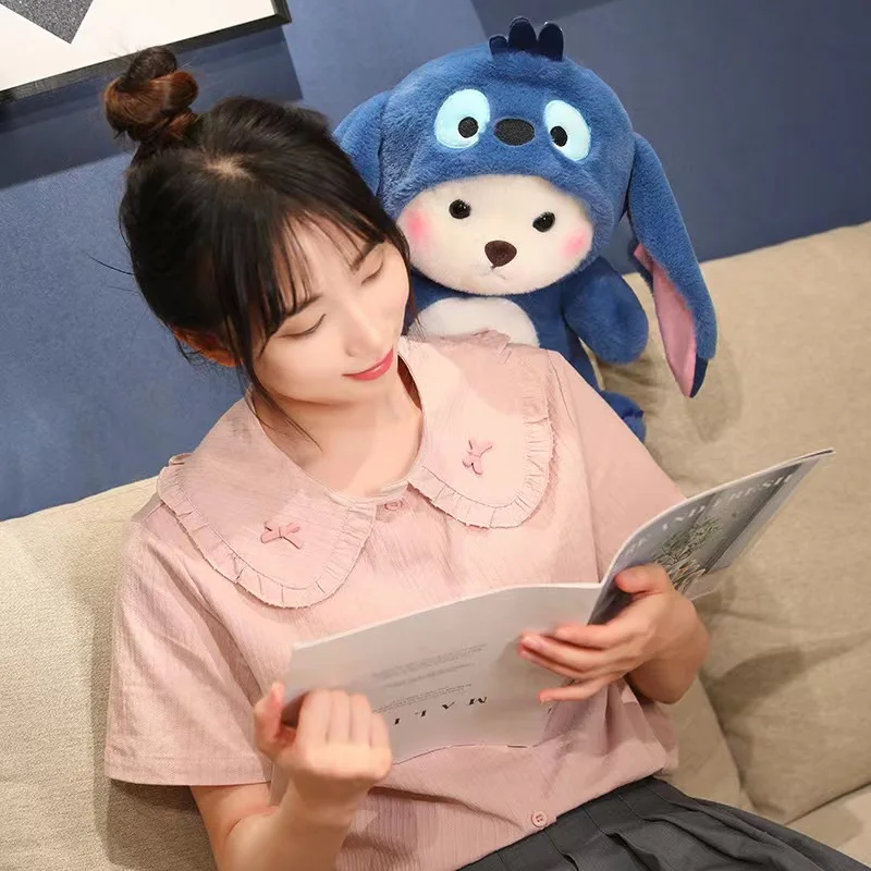 Korean Bear Plush | Cute Bear Turn Into Disney Stitch Plush Toys -16