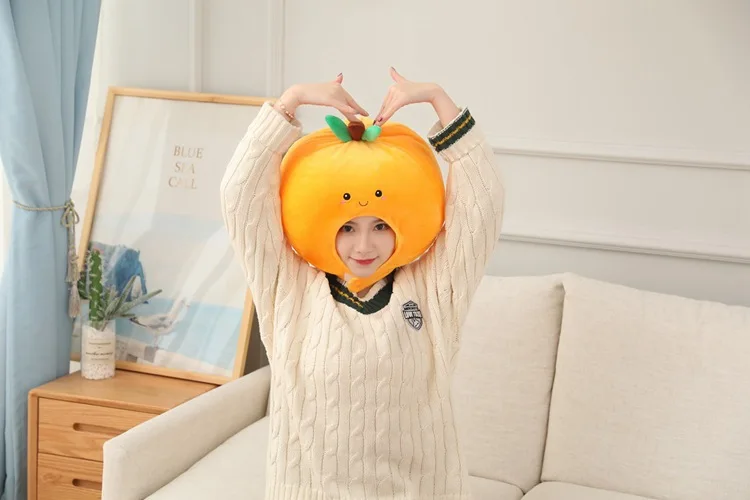 Cartoon Orange Fruit Cap | Cute and Durable Plush Headgear with Exquisite Design -4