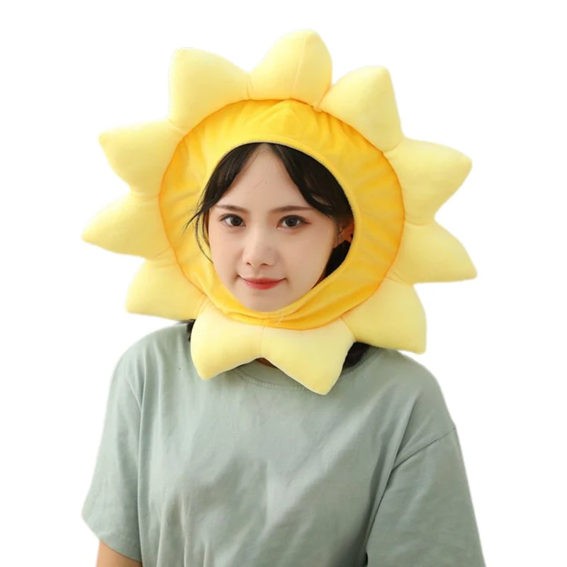 Yellow Sunflower Plush Hat | Funny Stuffed Toy Headgear Cap, Ideal for Party Props -10