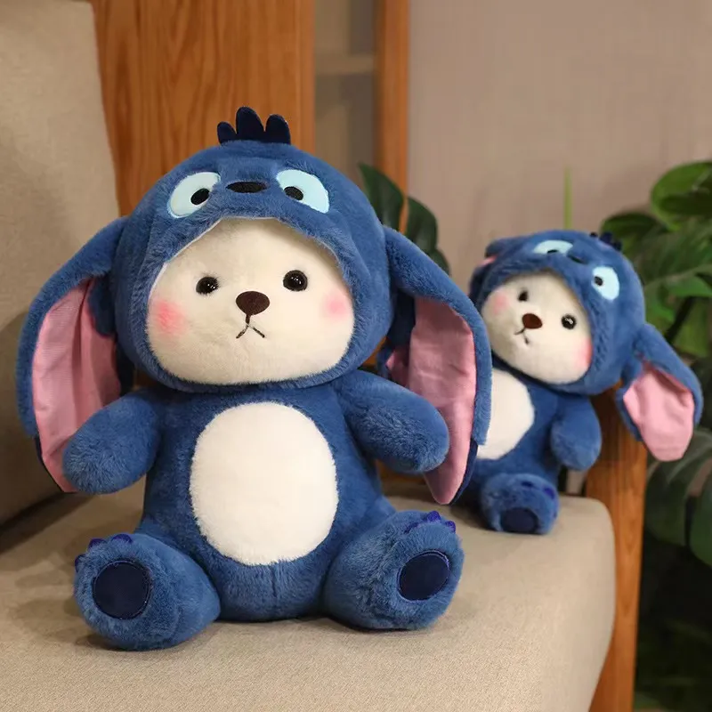Korean Bear Plush | Cute Bear Turn Into Disney Stitch Plush Toys -1