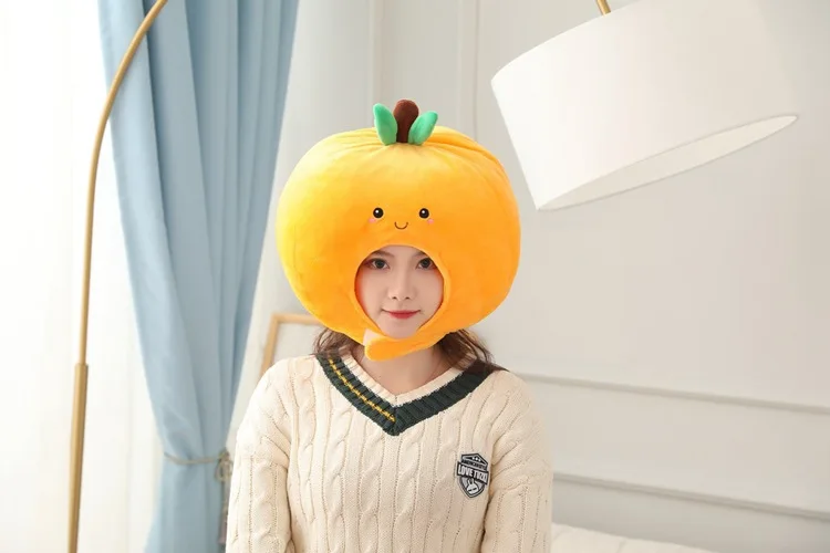 Cartoon Orange Fruit Cap | Cute and Durable Plush Headgear with Exquisite Design -1