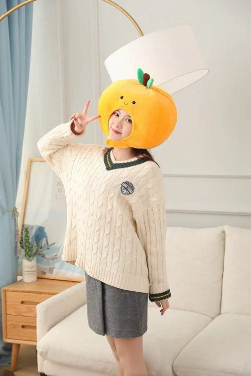 Cartoon Orange Fruit Cap | Cute and Durable Plush Headgear with Exquisite Design -13