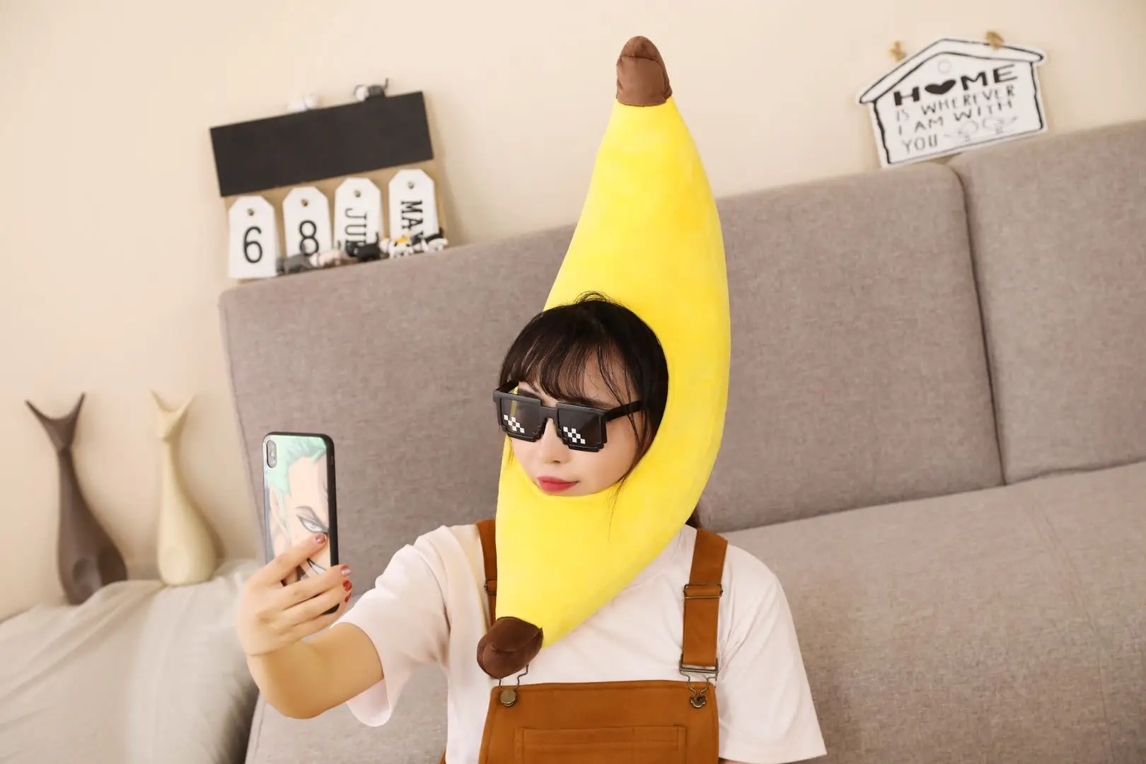 Banana Cosplay Plush Hat | Funny Banana Party Costume Hat - Warm Cosplay Cap -1