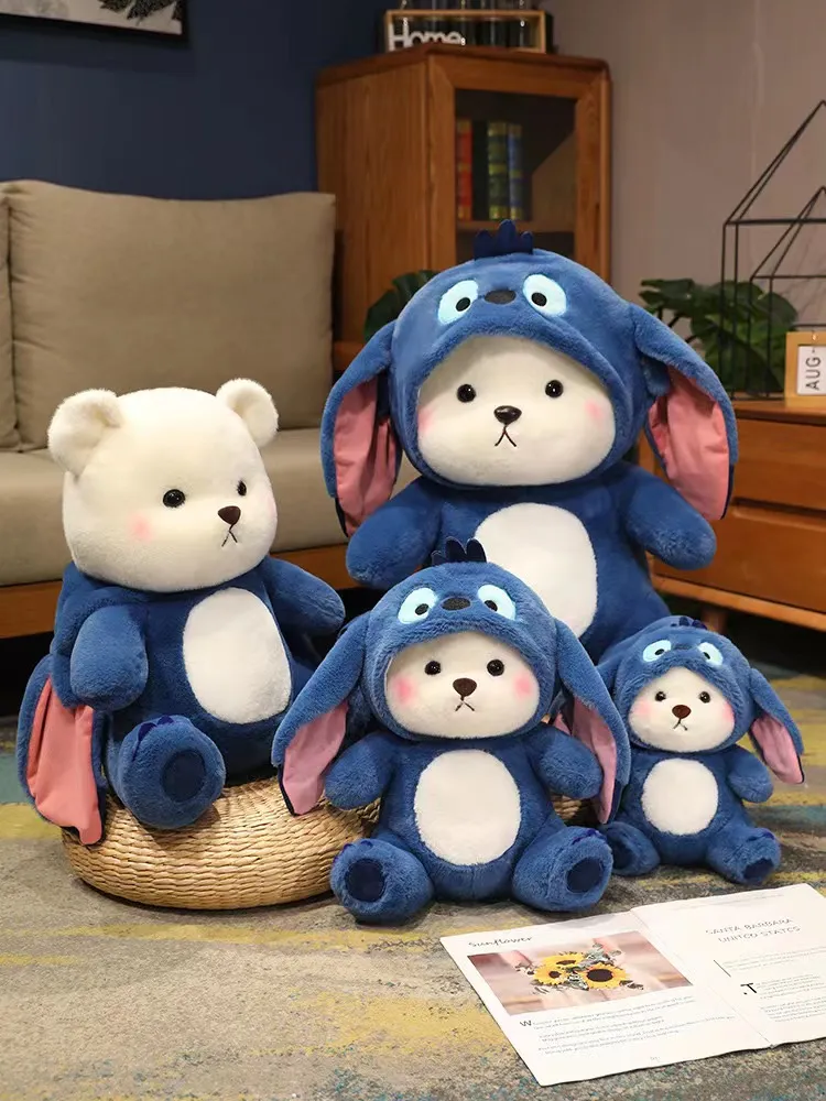 Korean Bear Plush | Cute Bear Turn Into Disney Stitch Plush Toys -17
