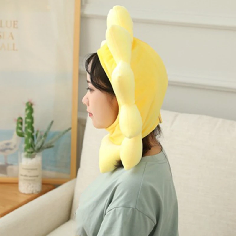 Yellow Sunflower Plush Hat | Funny Stuffed Toy Headgear Cap, Ideal for Party Props -9
