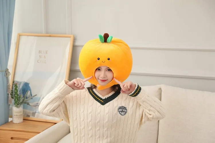 Cartoon Orange Fruit Cap | Cute and Durable Plush Headgear with Exquisite Design -2