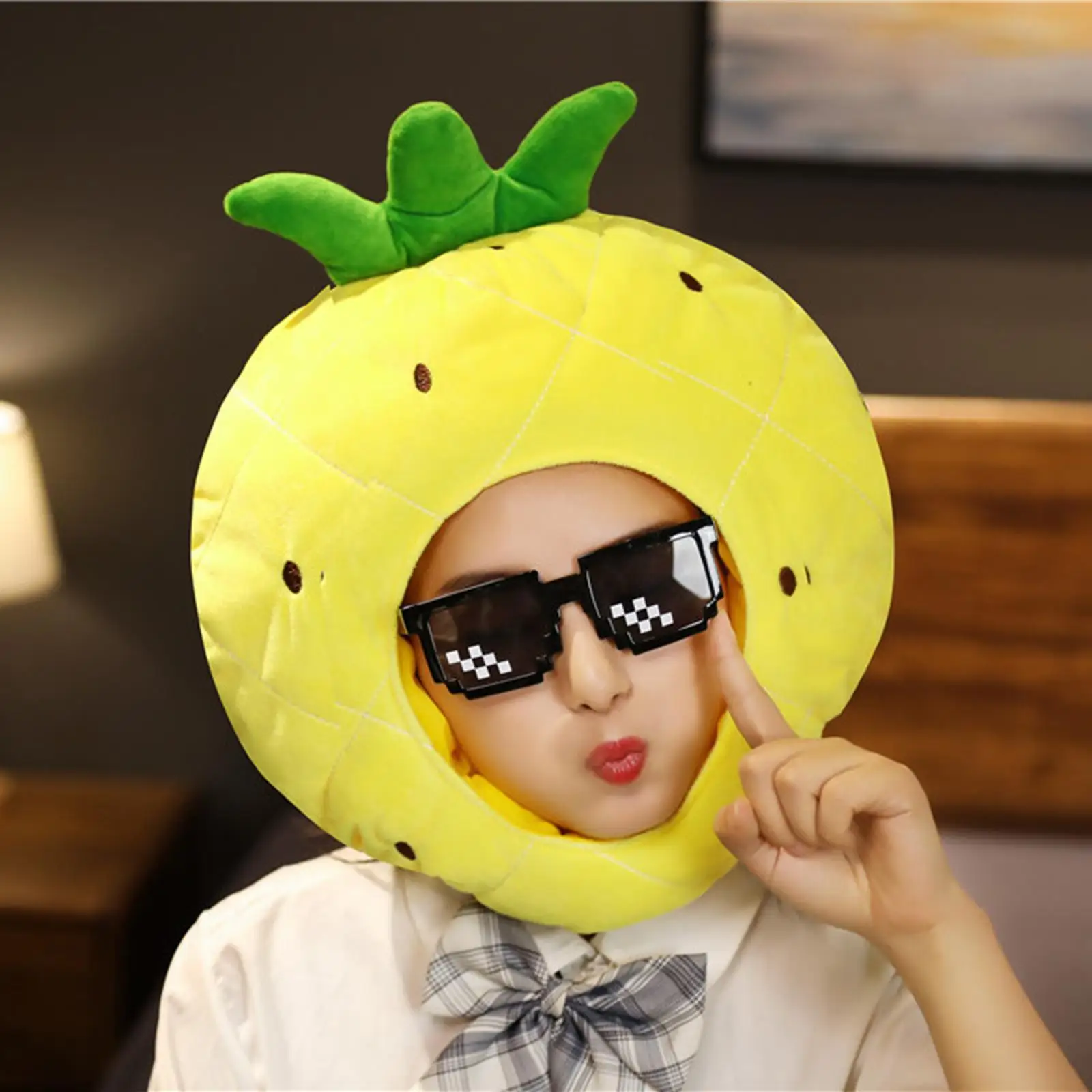 Funny Pineapple Plush Hat | Comfortable and Warm, Cartoon Novelty Fruit Headwear -1