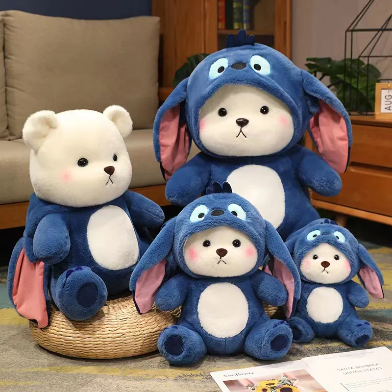 Korean Bear Plush | Cute Bear Turn Into Disney Stitch Plush Toys -8