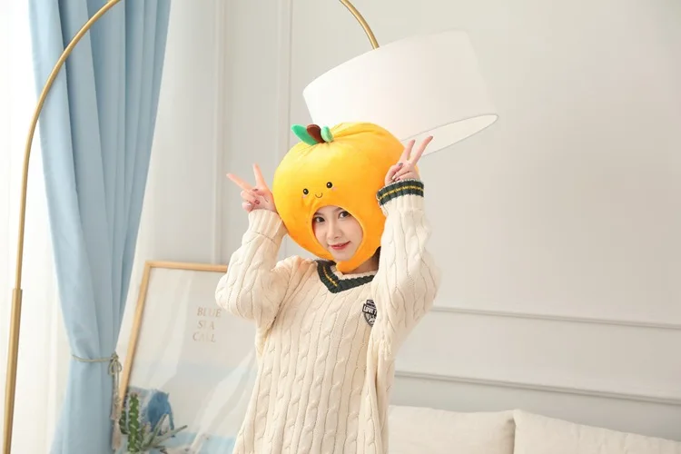 Cartoon Orange Fruit Cap | Cute and Durable Plush Headgear with Exquisite Design -8