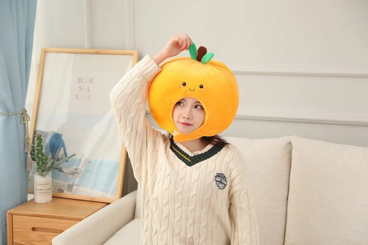 Cartoon Orange Fruit Cap | Cute and Durable Plush Headgear with Exquisite Design -7