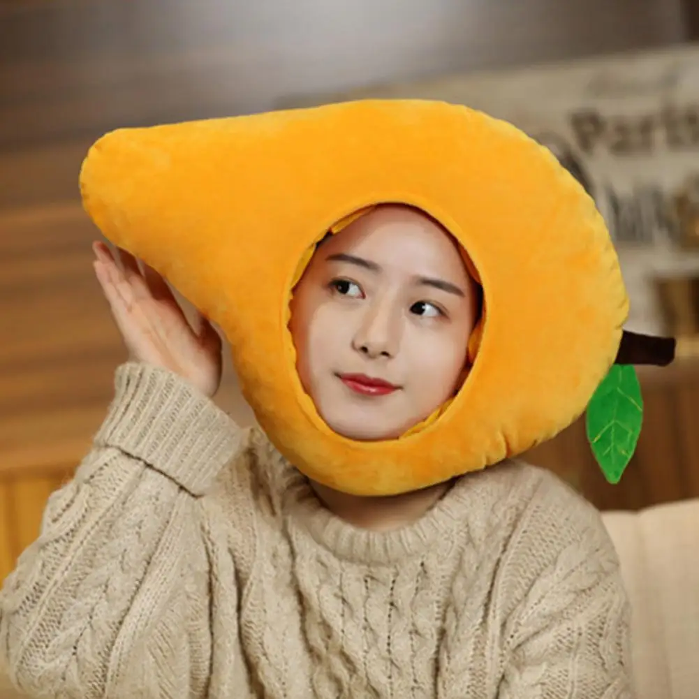 Soft Mango Plush Headgear | Cartoon Hat, Cosplay Costume Accessory for Dress-Up -3