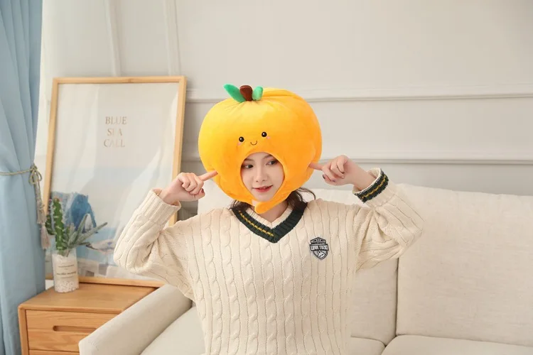 Cartoon Orange Fruit Cap | Cute and Durable Plush Headgear with Exquisite Design -5