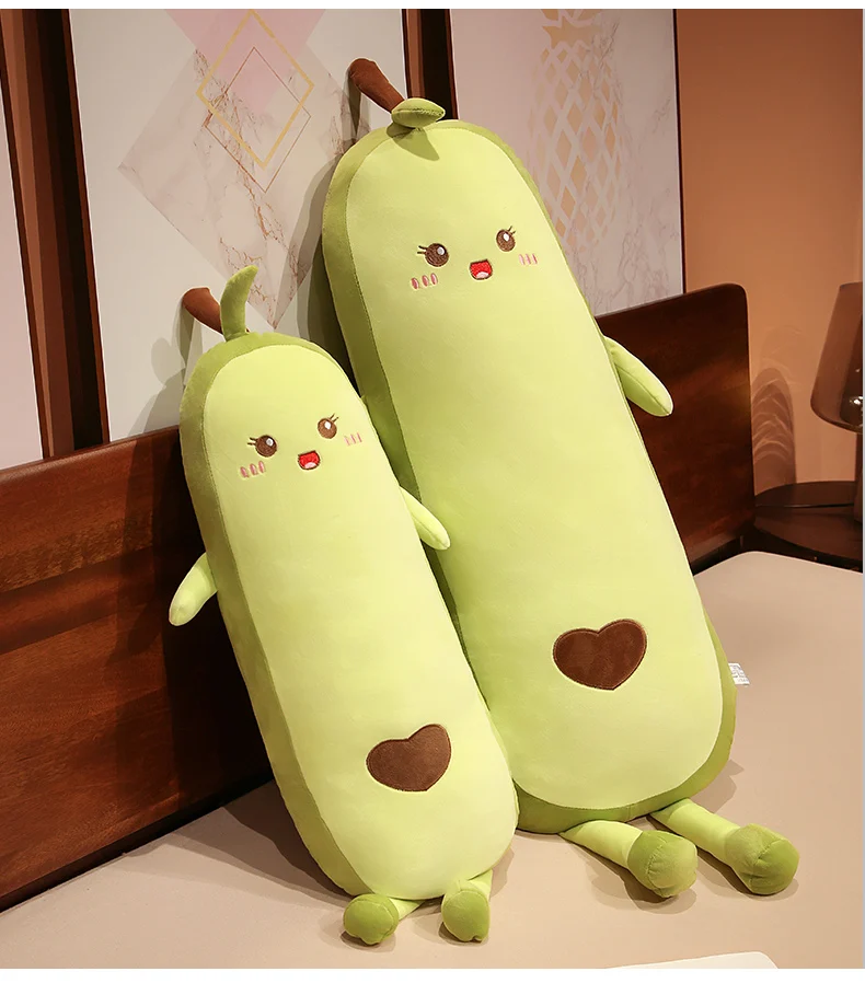 Green Avocado Long Stuffed Pillow | Stuffed Fruit Plushie- Head Support -6