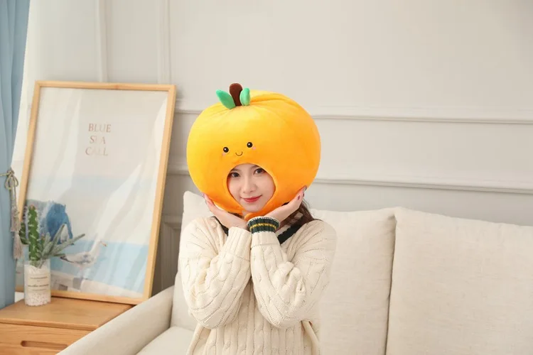 Cartoon Orange Fruit Cap | Cute and Durable Plush Headgear with Exquisite Design -3