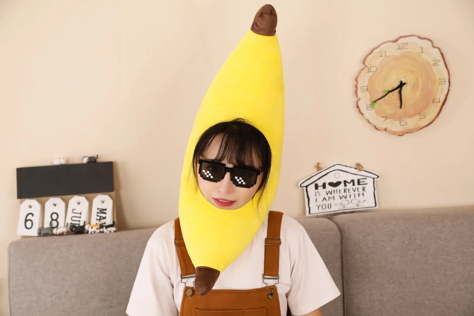 Banana Cosplay Plush Hat | Funny Banana Party Costume Hat - Warm Cosplay Cap -2