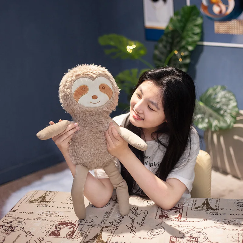 Pink Sloth Stuffed Animal | Kawaii Fluffy Sloth Plush Toy S -4