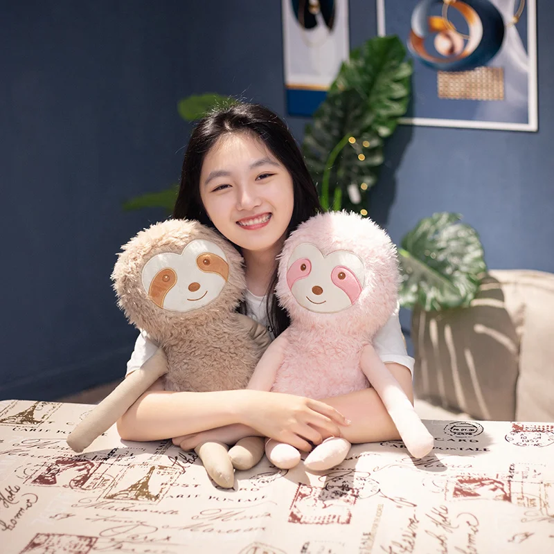 Pink Sloth Stuffed Animal | Kawaii Fluffy Sloth Plush Toy S -3