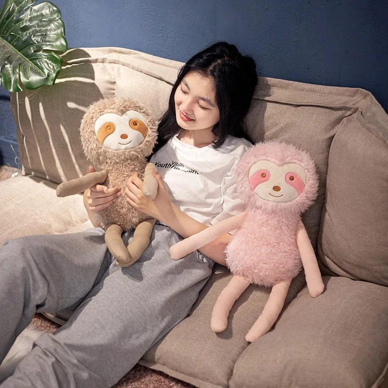 Pink Sloth Stuffed Animal | Kawaii Fluffy Sloth Plush Toy S -7