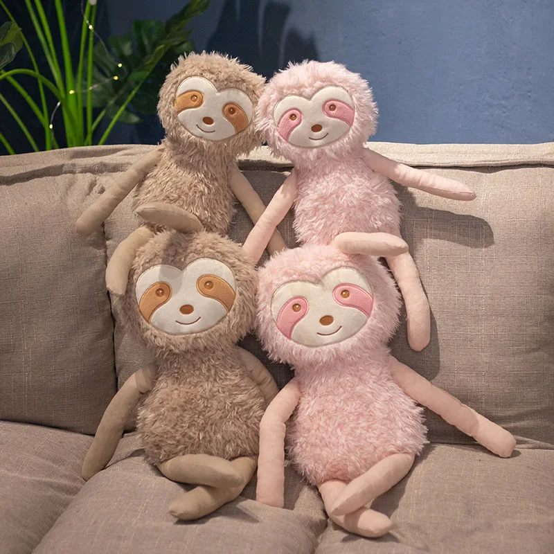 Pink Sloth Stuffed Animal | Kawaii Fluffy Sloth Plush Toy S -2