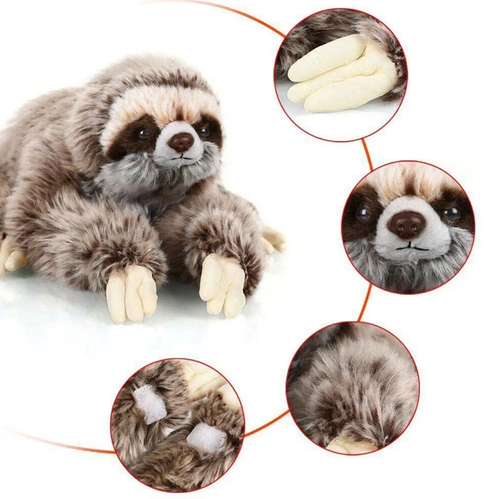 Realistic Sloth Stuffed Animal | 35cm Cute Realistic Three Toed Sloth Plush -3