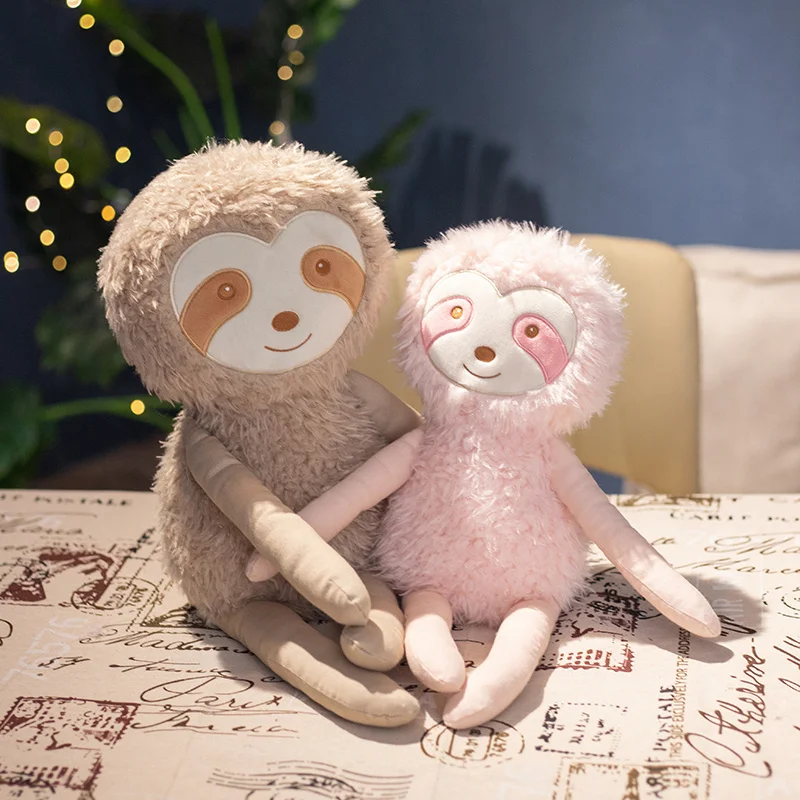 Pink Sloth Stuffed Animal | Kawaii Fluffy Sloth Plush Toy S -8