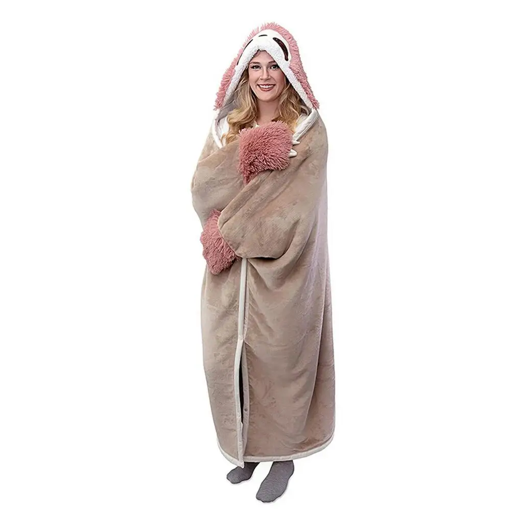 Sloth Wearable Plush Blanket | Wearable Hooded Blanket - Warm Hoodie Cloak -8