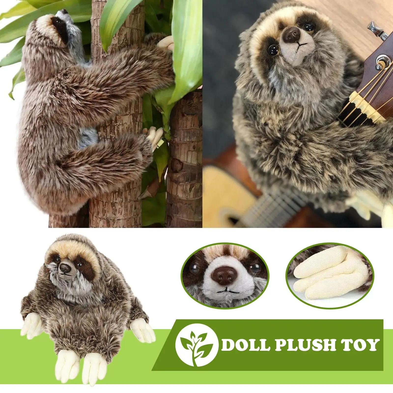 Realistic Sloth Stuffed Animal | 35cm Cute Realistic Three Toed Sloth Plush -7