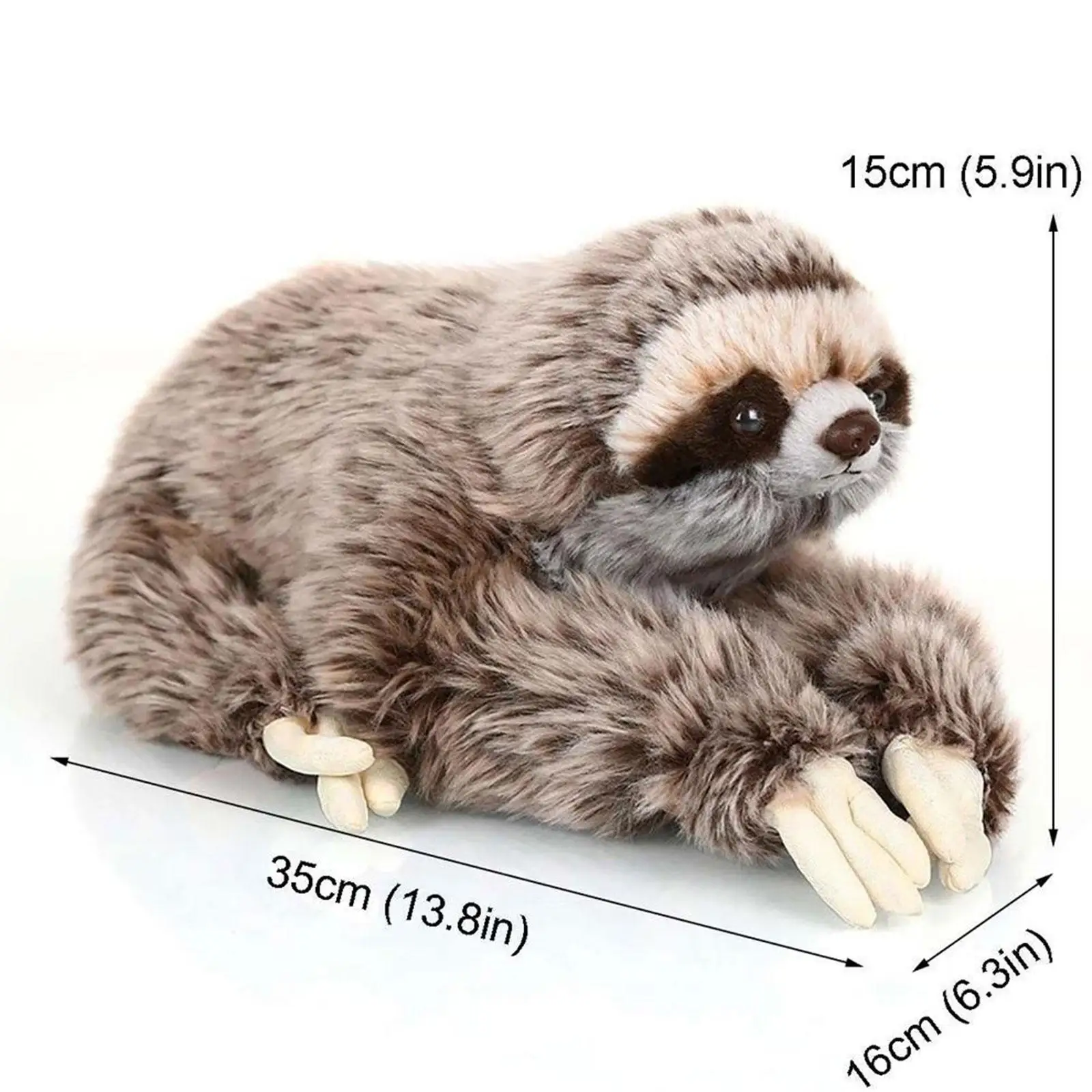 Realistic Sloth Stuffed Animal | 35cm Cute Realistic Three Toed Sloth Plush -1
