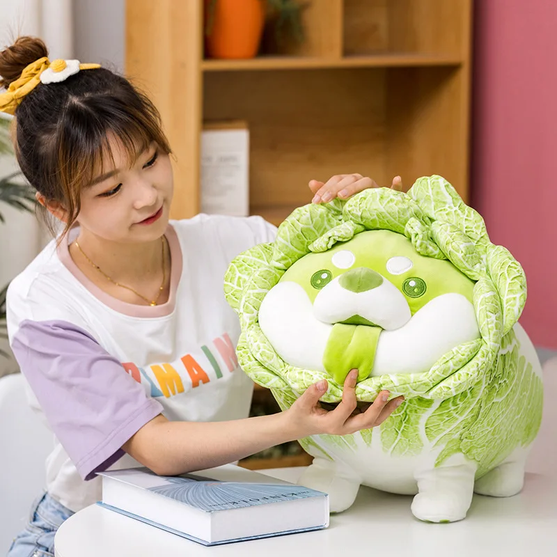 Japanese Cabbage Dog Plush Toy | Cute Vegetable Fairy, Fluffy Stuffed Shiba Inu Soft Doll -15