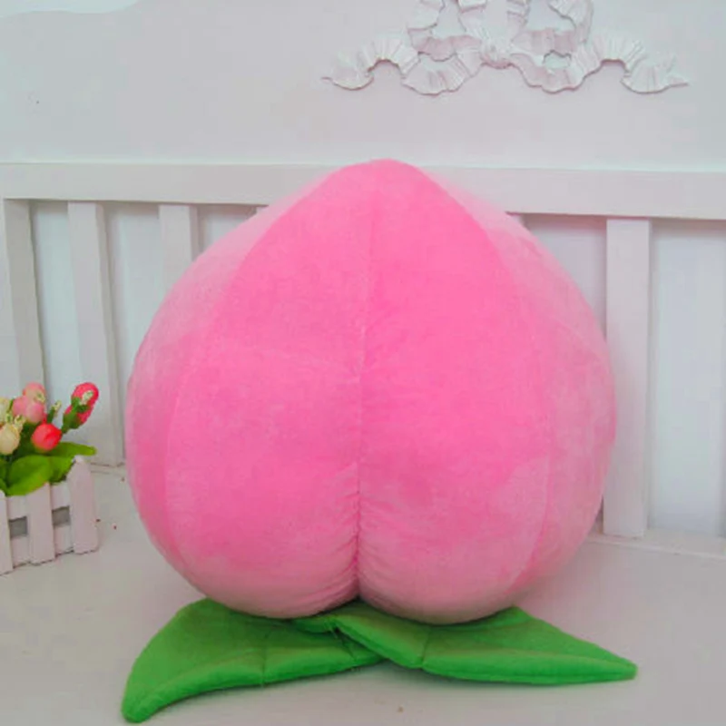 Pink Peach Plush Toy Fruit Pillow Home Decorate Doll Plushie Pulse