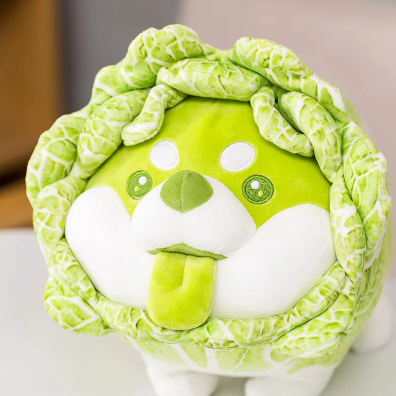 Japanese Cabbage Dog Plush Toy | Cute Vegetable Fairy, Fluffy Stuffed Shiba Inu Soft Doll -8