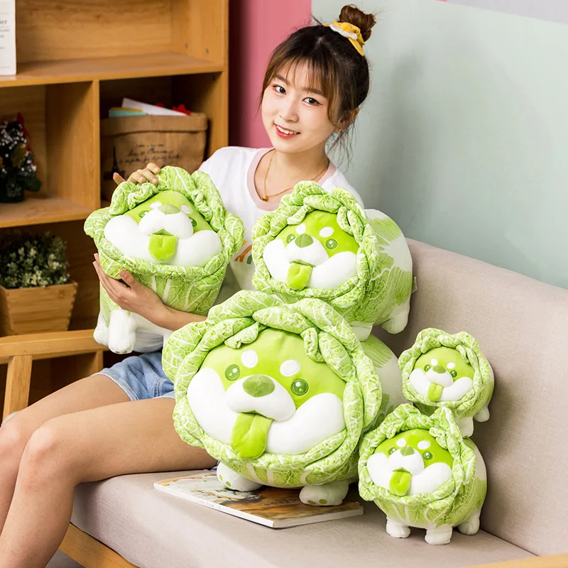 Japanese Cabbage Dog Plush Toy | Cute Vegetable Fairy, Fluffy Stuffed Shiba Inu Soft Doll -12