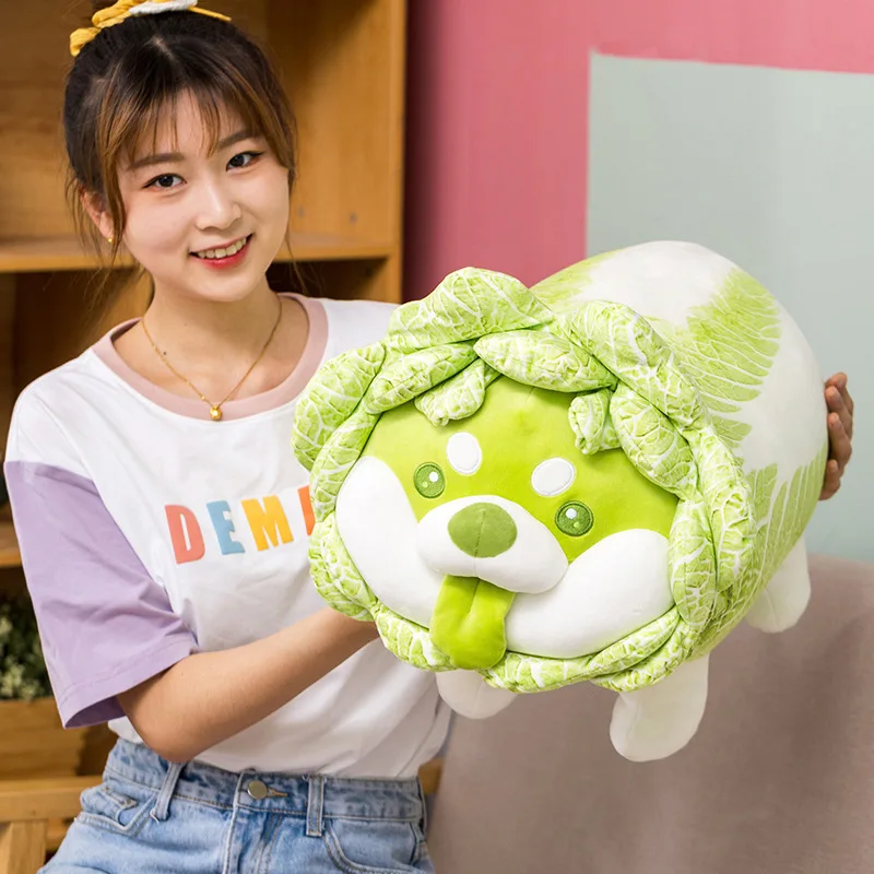 Japanese Cabbage Dog Plush Toy | Cute Vegetable Fairy, Fluffy Stuffed Shiba Inu Soft Doll -10