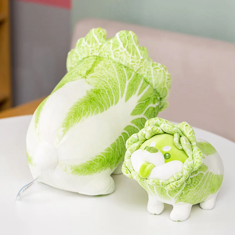 Japanese Cabbage Dog Plush Toy | Cute Vegetable Fairy, Fluffy Stuffed Shiba Inu Soft Doll -7