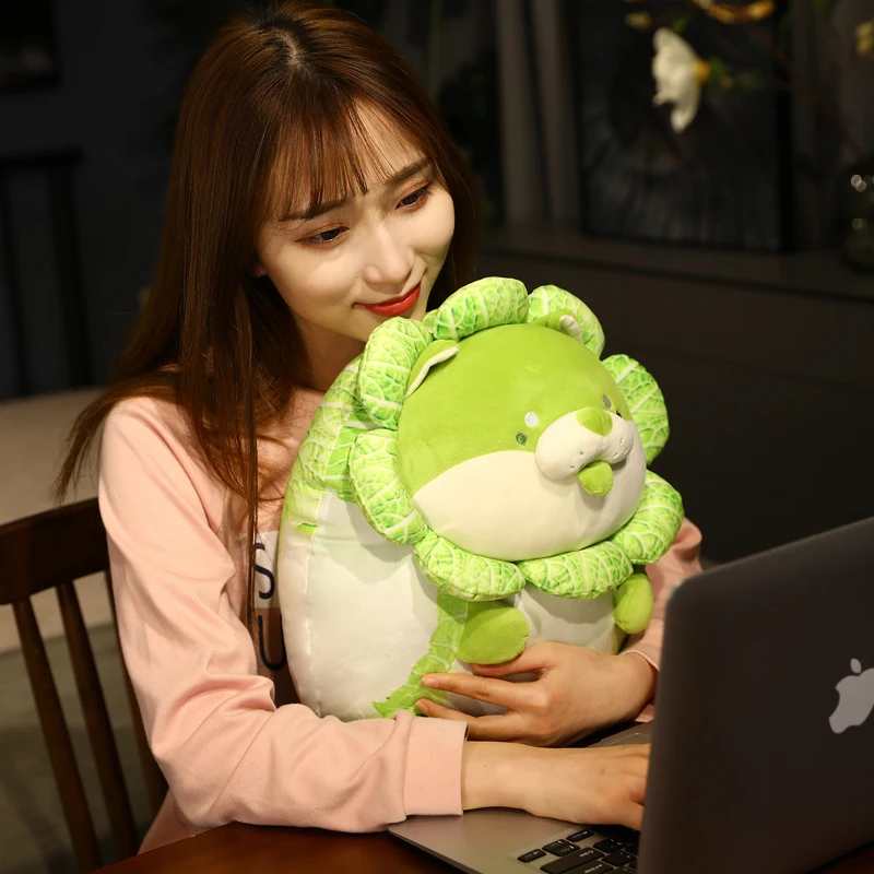 Chinese Cabbage Dog Plush Toy | Soft Cartoon Vegetable Plant Stuffed Doll, Cozy Pillow Gift -2