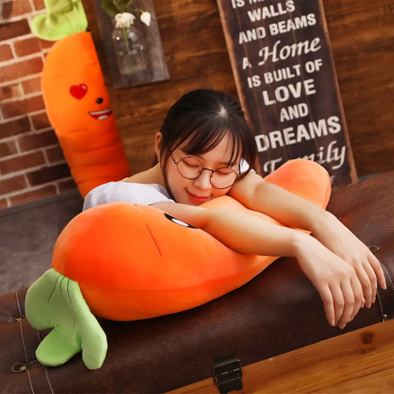 Smiling Carrot Plush Toy | Cute Simulation Vegetable Pillow, Soft Stuffed Dolls for Children's Gifts -1