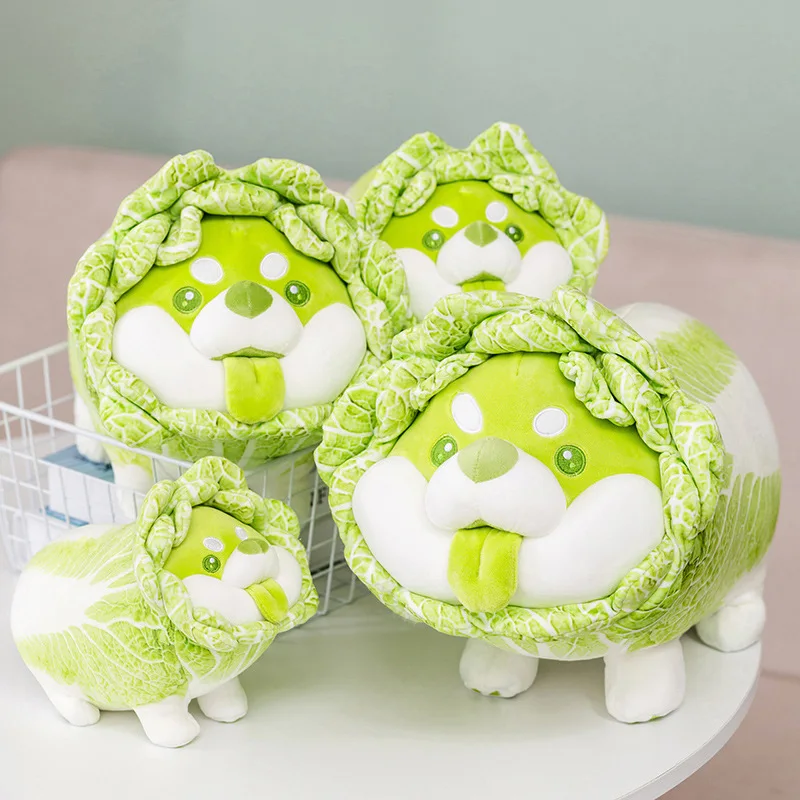 Japanese Cabbage Dog Plush Toy | Cute Vegetable Fairy, Fluffy Stuffed Shiba Inu Soft Doll -6