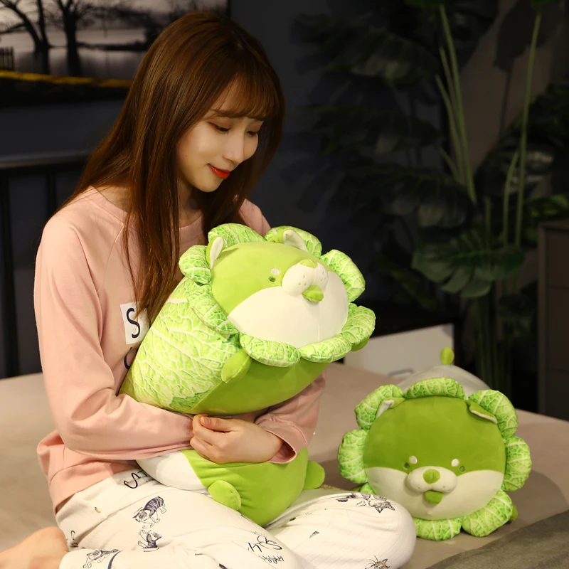 Chinese Cabbage Dog Plush Toy | Soft Cartoon Vegetable Plant Stuffed Doll, Cozy Pillow Gift -9