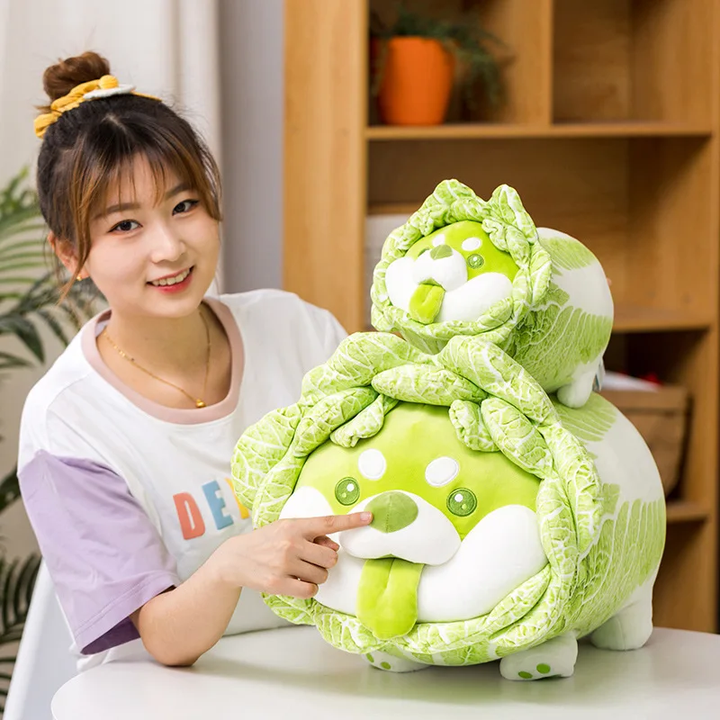 Japanese Cabbage Dog Plush Toy | Cute Vegetable Fairy, Fluffy Stuffed Shiba Inu Soft Doll -14