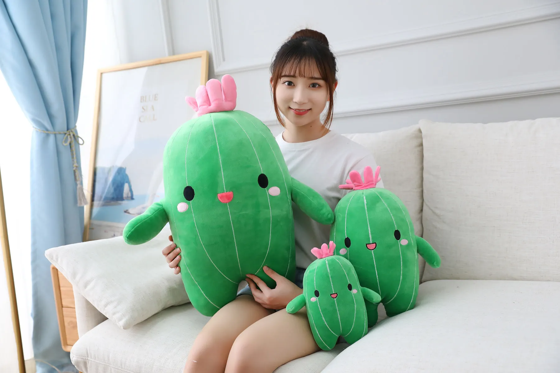 Lovely Cactus Plush Toy | Flower Plant Stuffed Doll Pillow, Cushion Bolster for Kids -1