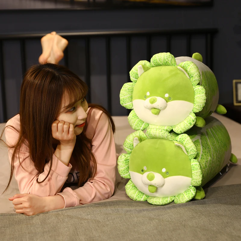 Chinese Cabbage Dog Plush Toy | Soft Cartoon Vegetable Plant Stuffed Doll, Cozy Pillow Gift -13
