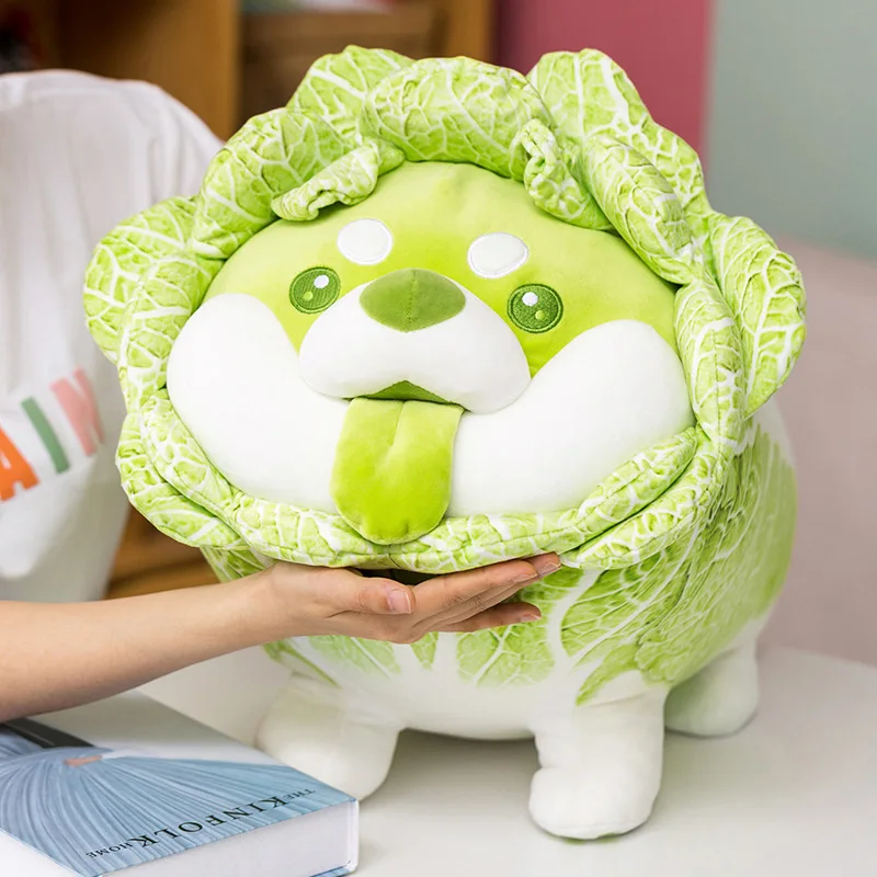 Japanese Cabbage Dog Plush Toy | Cute Vegetable Fairy, Fluffy Stuffed Shiba Inu Soft Doll -9
