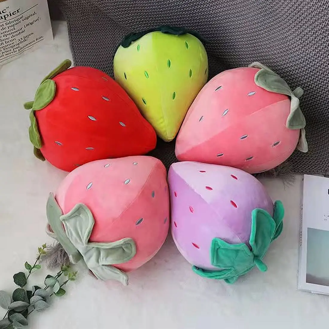 Strawberry Plush Pillow | 2024 4Style 25cm Cute Fruit Strawberry Plush -1