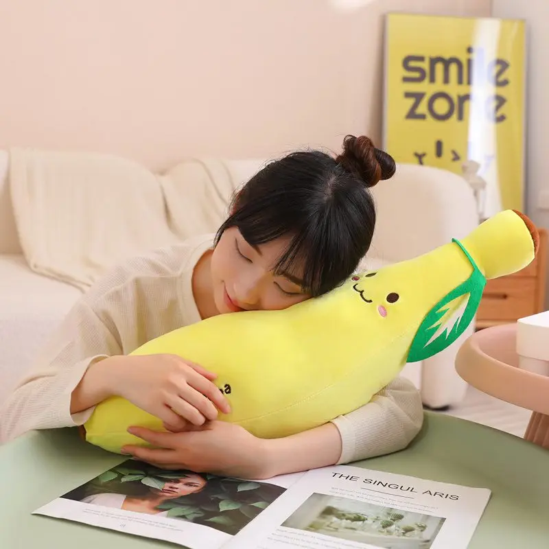 Smiling Banana Plush Toy | Soft Stuffed Fruit Pillow Cushion -4