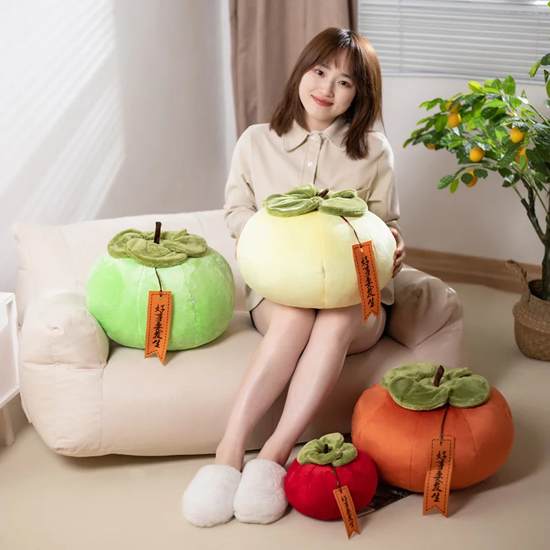 Soft Persimmon Fruit Plush | Stuffed Orange Yellow Persimmon Pillow -4